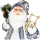 MagicHome Christmas decoration, Santa with sleigh, white-grey, 60 cm