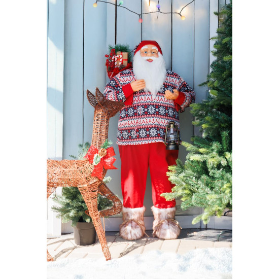 MagicHome Christmas decoration, Santa, with sweater, 120 cm MagicHome Christmas decoration, Santa, with sweater, 120 cm