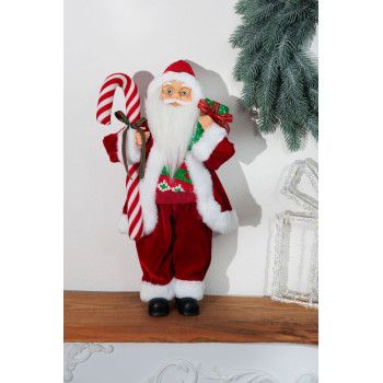 MagicHome Christmas decoration, Santa, with gift, red, 45 cm