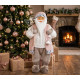 MagicHome Christmas decoration, Santa, with gift, pink-brown, 60 cm MagicHome Christmas decoration, Santa, with gift, pink-brown, 60 cm
