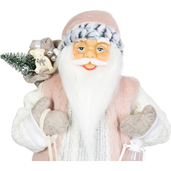 MagicHome Christmas decoration, Santa, with gift, pink-brown, 60 cm MagicHome Christmas decoration, Santa, with gift, pink-brown, 60 cm