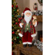 MagicHome Christmas decoration, Santa, with gift and bear, red, 46 cm MagicHome Christmas decoration, Santa, with gift and bear, red, 46 cm