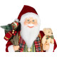 MagicHome Christmas decoration, Santa, with gift and bear, red, 46 cm MagicHome Christmas decoration, Santa, with gift and bear, red, 46 cm