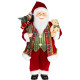 MagicHome Christmas decoration, Santa, with gift and bear, red, 46 cm MagicHome Christmas decoration, Santa, with gift and bear, red, 46 cm