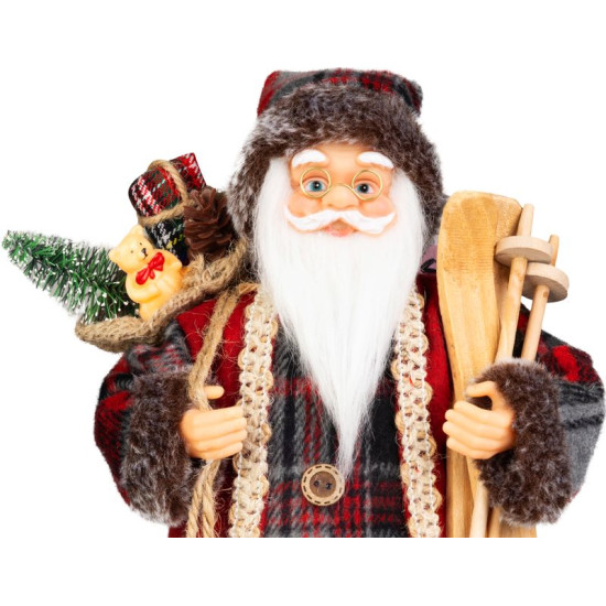 MagicHome Ziemassvētku rotājums, Ziemassvētku vecītis, ar dāvanu, sarkans, 30cm