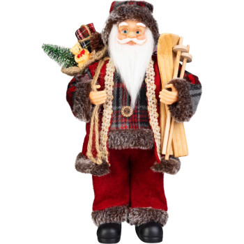 MagicHome Christmas decoration, Santa, with gift, red, 30 cm