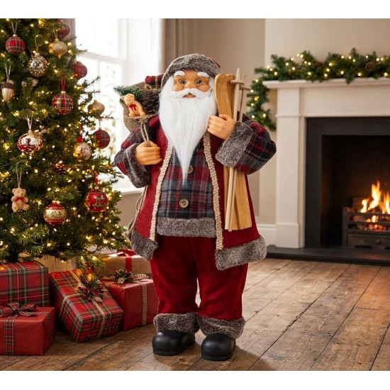 MagicHome Christmas decoration, Santa, with gift, red, 60 cm MagicHome Christmas decoration, Santa, with gift, red, 60 cm