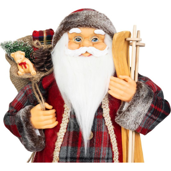 MagicHome Christmas decoration, Santa, with gift, red, 60 cm MagicHome Christmas decoration, Santa, with gift, red, 60 cm