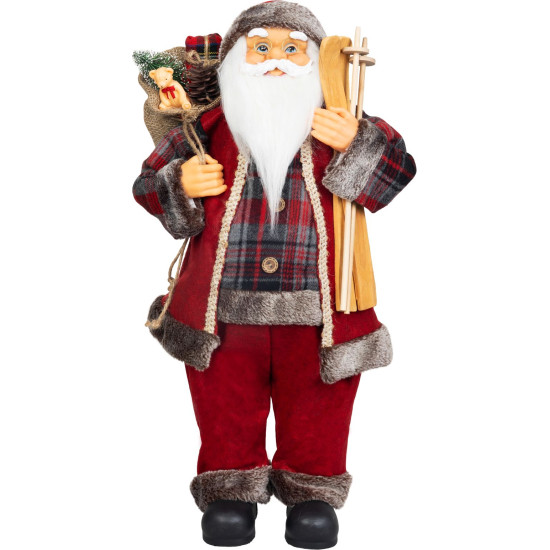 MagicHome Christmas decoration, Santa, with gift, red, 60 cm MagicHome Christmas decoration, Santa, with gift, red, 60 cm