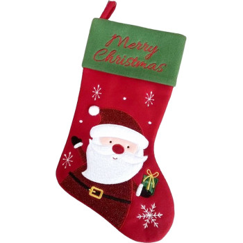 MagicHome Christmas Decoration, Boot, Santa Pattern, 25 x 41 cm