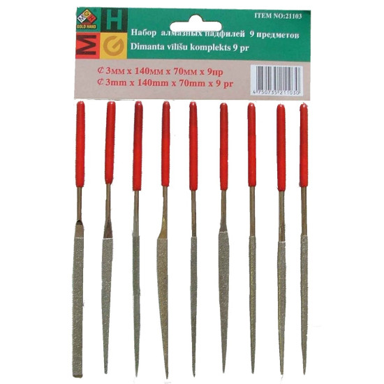 Надфили алмазные 9шт. 140*50мм