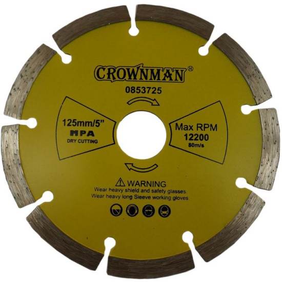 Dimanta griešanas disks 125 mm dimanta sausai griešanai