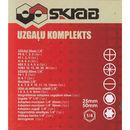 Uzgaļu komplekts ar skrūvgriezi 46pr. Uzgaļu komplekts ar skrūvgriezi 46pr.