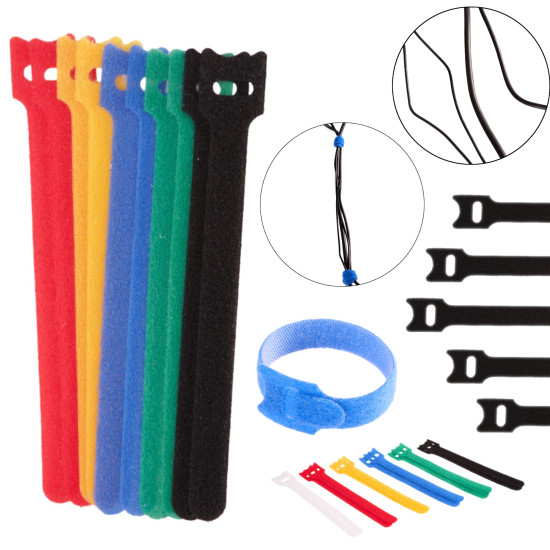 Velcro - kabeļu organizators 210mm x 12mm - komplekts 10gb