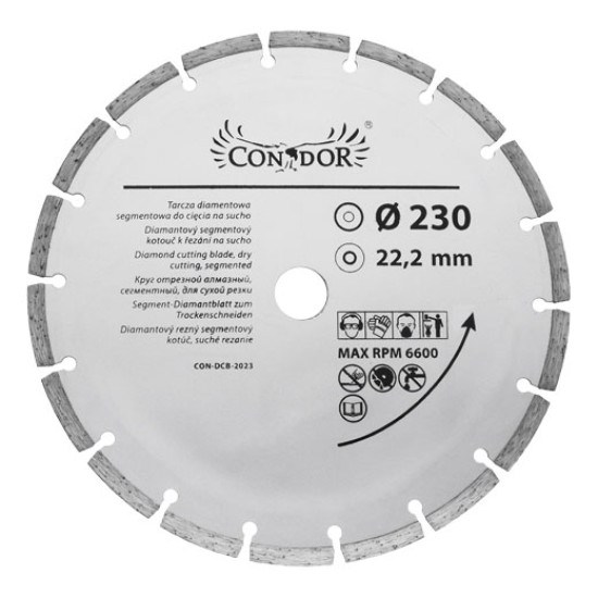 Dimanta griezējripa 230 x 22,2 mm, segmentēts