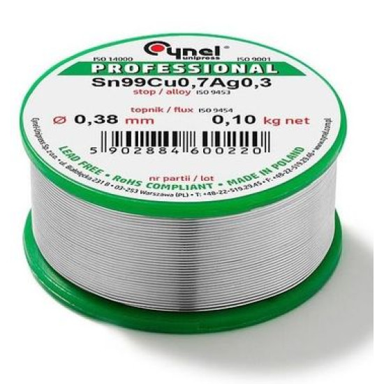 Олово Sn99,3Cu0,7-1.1.3/3,0% Ø 1,2 мм 250 гр. (Cu1)