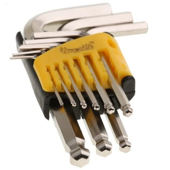 Sešskaldņu komplekts  ar sfērisku galu, 1,5-10 mm, 9 gab