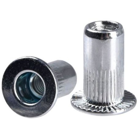 Kniedes uzgriežņi ar atloku M4, tērauds, 50 gab Kniedes uzgriežņi ar atloku M4, tērauds, 50 gab