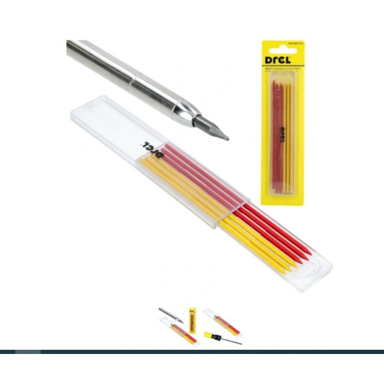 Грифели для карандаша графитовые, 2.8 мм, 6шт., красные и желтые