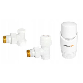 Pievienošanas komplekts 1/2" leņķa, balts, ar termogalvu