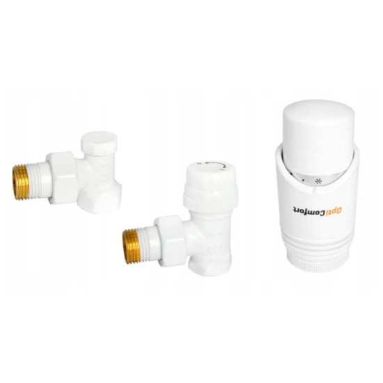 Pievienošanas komplekts 1/2" leņķa, balts, ar termogalvu
