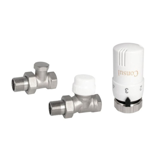 Pievienošanas komplekts 1/2" leņķa, hromēts, ar termogalvu