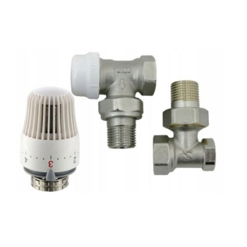 Pievienošanas komplekts 1/2" leņķa, hromēts, ar termogalvu