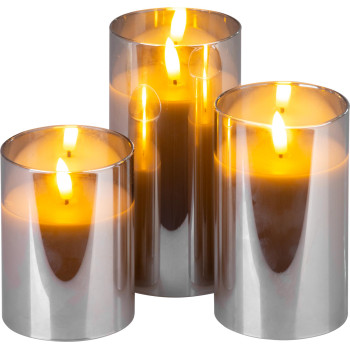 MagicHome Christmas Candle, set of 3, warm white, in glass, 3xAAA MagicHome Christmas Candle, set of 3, warm white, in glass, 3xAAA